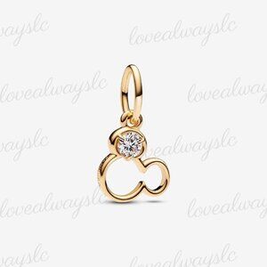 Pandora Disney Mickey Mouse Silhouette Lab-Grown Diamond Dangle Charm|Gold